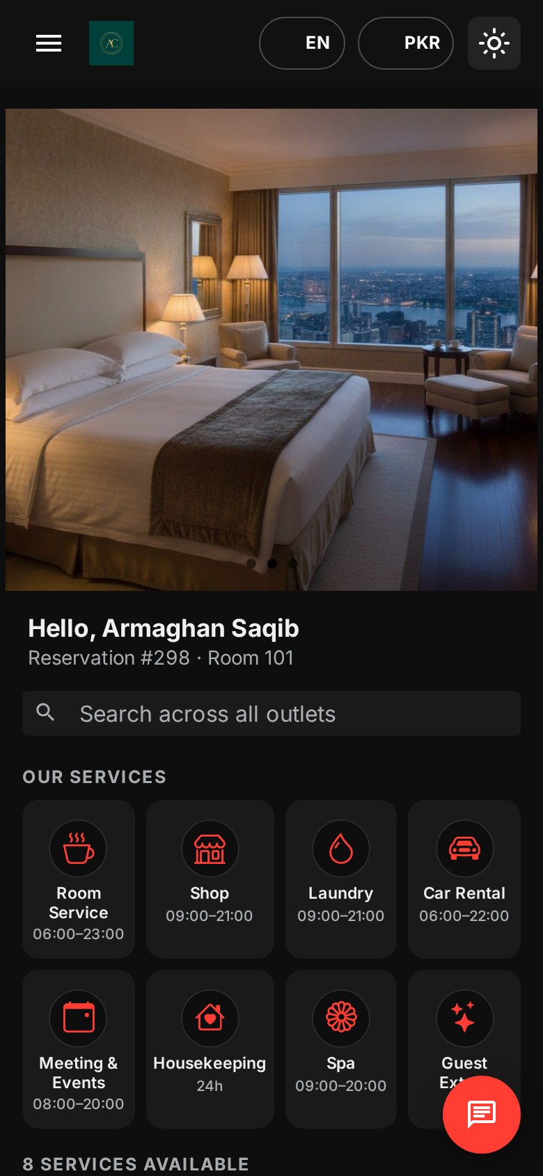 Dark mode home screen